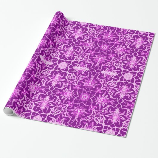Art Nouveau Chinese Pattern - Amethyst Paars Cadeaupapier (Uitgerold)