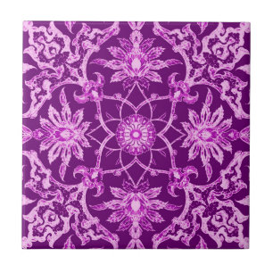 Art Nouveau Chinese Pattern - Amethyst Paars Tegeltje
