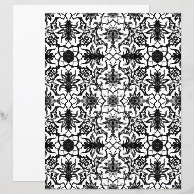 Art Nouveau Chinese Pattern, Black en White (Voorkant / Achterkant)