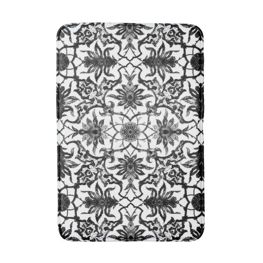 Art Nouveau Chinese Pattern, Black en White Badmat (Voorkant Verticaal)