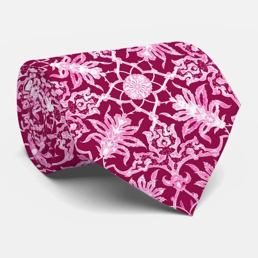 Art Nouveau Chinese Pattern - Bourgogne Stropdas (Opgerold)