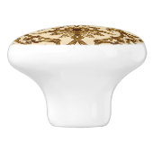 Art Nouveau Chinese Pattern - Brown and Beige Keramische Knop (Zijkant)