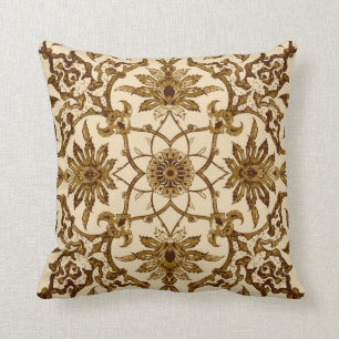 Art Nouveau Chinese Pattern - Brown and Beige Kussen
