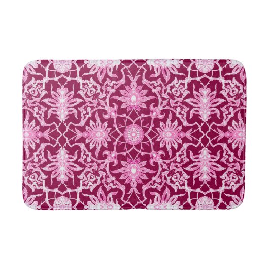 Art Nouveau Chinese Pattern, Burgundy and Pink Badmat (Voorkant)