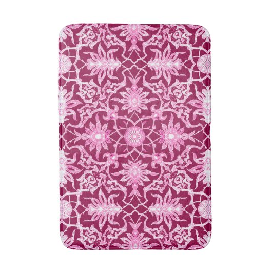 Art Nouveau Chinese Pattern, Burgundy and Pink Badmat (Voorkant Verticaal)