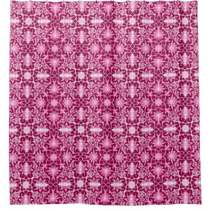 Art Nouveau Chinese Pattern, Burgundy and Pink Douchegordijn