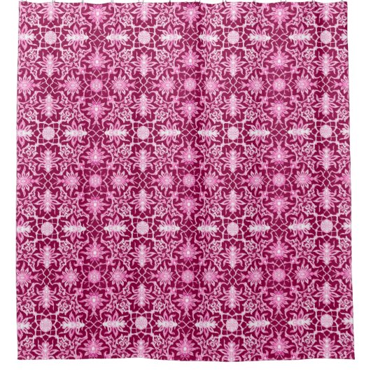 Art Nouveau Chinese Pattern, Burgundy and Pink Douchegordijn (Voorkant)