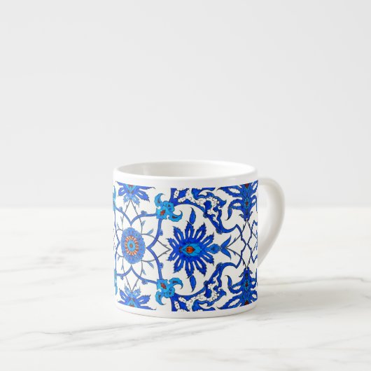 Art Nouveau Chinese Pattern - Chinees rood en tint Espresso Kop (Voorkant rechts)