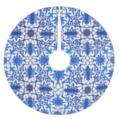 Art Nouveau Chinese Pattern - Cobalt Blue & White Kerstboom Rok (Voorkant)