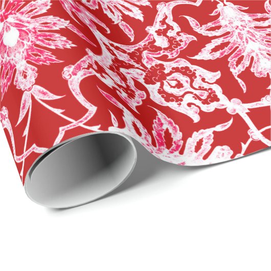 Art Nouveau Chinese Pattern - Deep Red Cadeaupapier (Rol Hoek)