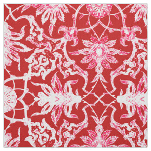 Art Nouveau Chinese Pattern - Deep Red Stof