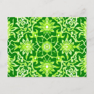 Art Nouveau Chinese Pattern - Emerald Green Briefkaart