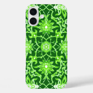 Art Nouveau Chinese Pattern - Emerald Green iPhone 16 Plus Hoesje