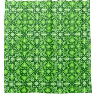 Art Nouveau Chinese Pattern - Emerald Green Douchegordijn