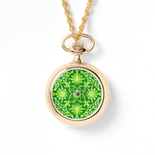 Art Nouveau Chinese Pattern - Emerald Green Horloge