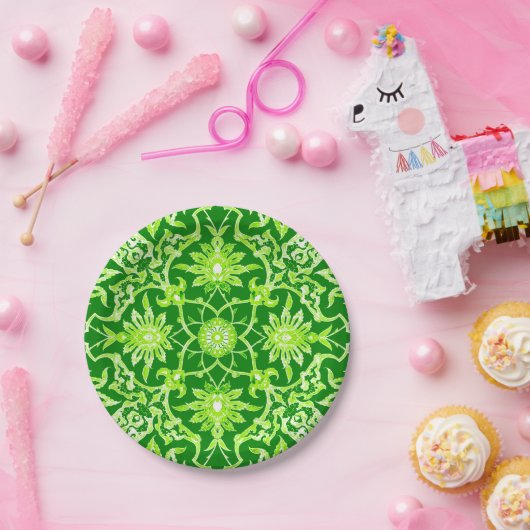 Art Nouveau Chinese Pattern - Emerald Green Papieren Bordje (Feest)