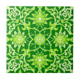 Art Nouveau Chinese Pattern - Emerald Green Tegeltje