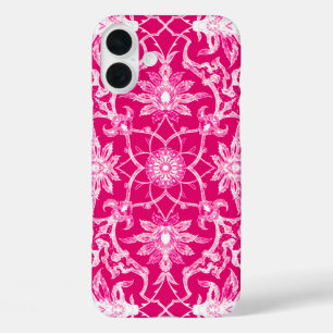Art Nouveau Chinese Pattern - Fuchsia Pink iPhone 16 Plus Hoesje
