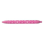 Art Nouveau Chinese Pattern - Fuchsia Pink Zwarte Inkt Pen (Voorkant)