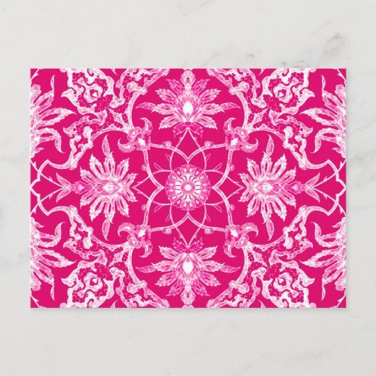 Art Nouveau Chinese Pattern - Fuschia Pink Briefkaart (Voorkant)