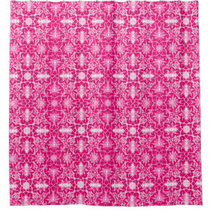 Art Nouveau Chinese Pattern - Fuschia Pink Douchegordijn