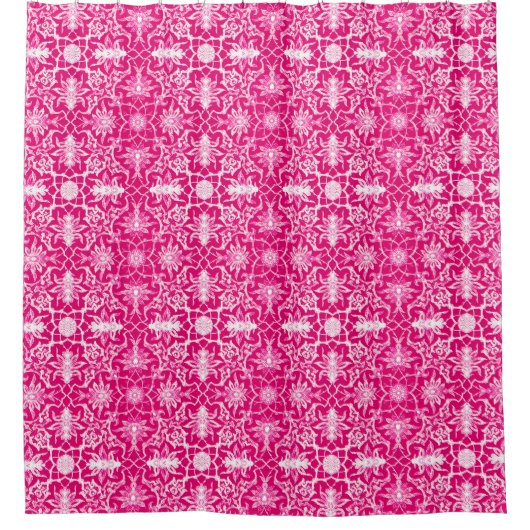 Art Nouveau Chinese Pattern - Fuschia Pink Douchegordijn (Voorkant)