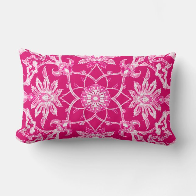 Art Nouveau Chinese Pattern - Fuschia Pink Kussen (Voorkant)