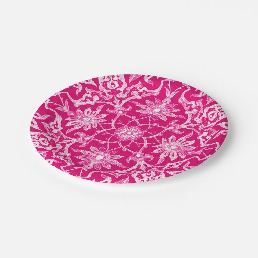 Art Nouveau Chinese Pattern - Fuschia Pink Papieren Bordje (Gekanteld)