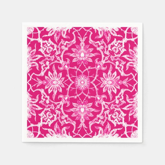 Art Nouveau Chinese Pattern - Fuschia Pink Servet (Voorkant)