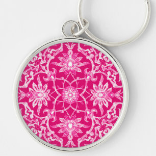 Art Nouveau Chinese Pattern - Fuschia Pink Sleutelhanger