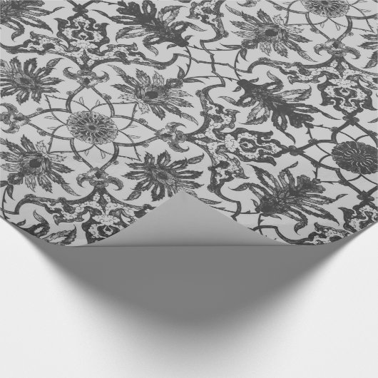Art Nouveau Chinese Pattern - Silver Grey Cadeaupapier (Hoek)