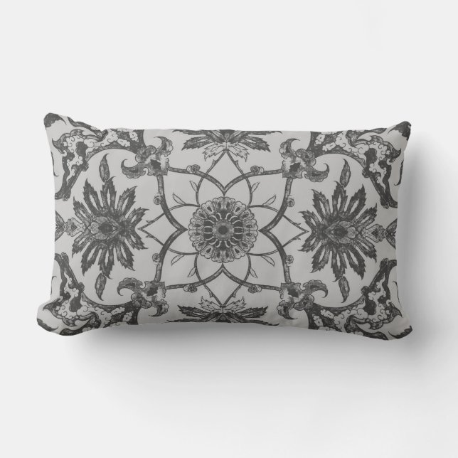 Art Nouveau Chinese Pattern - Silver Grey Kussen (Voorkant)