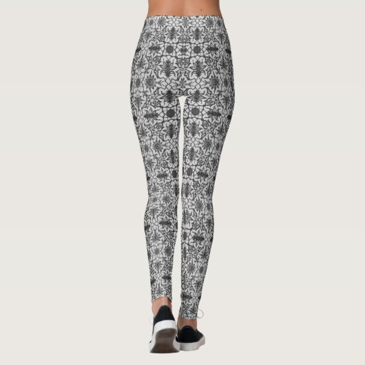 Art Nouveau Chinese Pattern - Silver Grey Leggings (Achterkant)