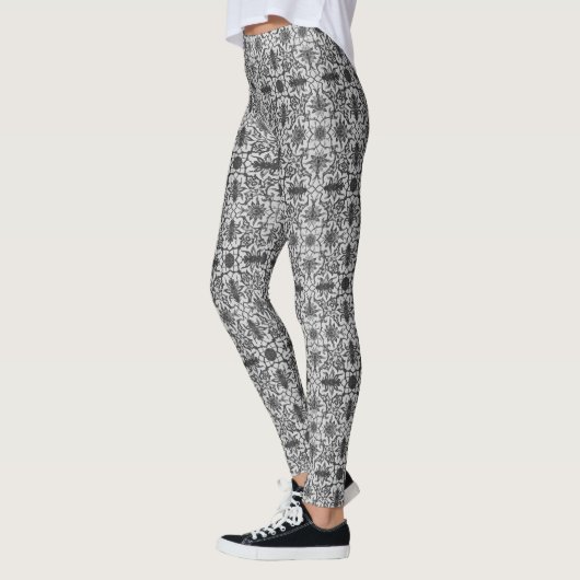 Art Nouveau Chinese Pattern - Silver Grey Leggings (Links)