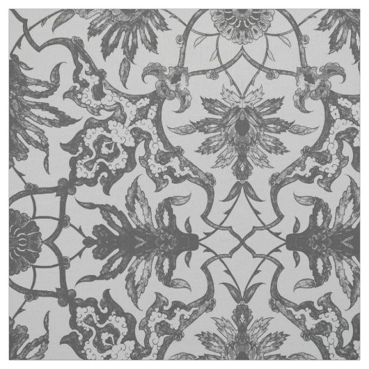 Art Nouveau Chinese Pattern - Silver Grey Stof (Swatch)