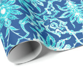 Art Nouveau Chinese Pattern - Turquoise en Blue Cadeaupapier (Rol Hoek)