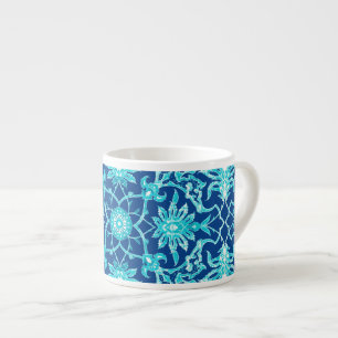 Art Nouveau Chinese Pattern - Turquoise en Blue Espresso Kop