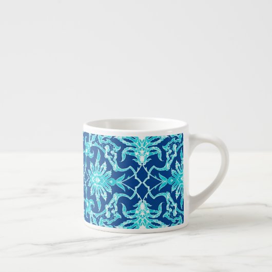 Art Nouveau Chinese Pattern - Turquoise en Blue Espresso Kop (Rechts)