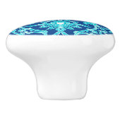 Art Nouveau Chinese Pattern - Turquoise en Blue Keramische Knop (Zijkant)