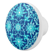Art Nouveau Chinese Pattern - Turquoise en Blue Keramische Knop (Rechts)