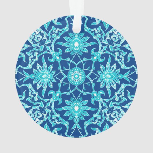 Art Nouveau Chinese Pattern - Turquoise en Blue Ornament (achterkant)