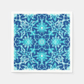 Art Nouveau Chinese Pattern - Turquoise en Blue Servetten (Voorkant)