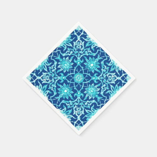 Art Nouveau Chinese Pattern - Turquoise en Blue Servetten (Hoek)