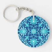 Art Nouveau Chinese Pattern - Turquoise en Blue Sleutelhanger (Voorkant)