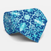 Art Nouveau Chinese Pattern - Turquoise en Blue Stropdas (Opgerold)