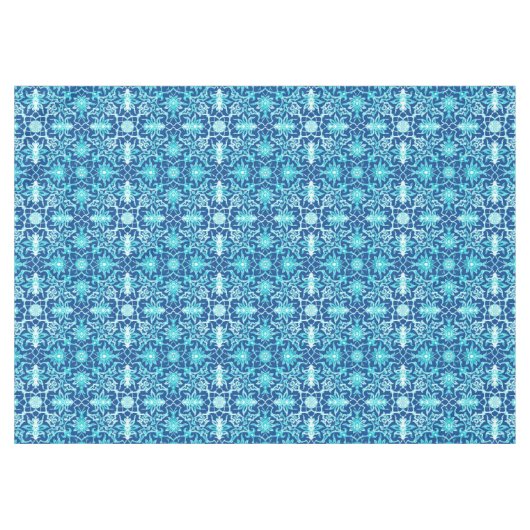 Art Nouveau Chinese Pattern - Turquoise en Blue Tafelkleed (Voorkant (Horizontaal))