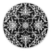 Art Nouveau Chinese Pattern - White on Black Keramische Knop (Voorkant)