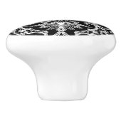 Art Nouveau Chinese Pattern - White on Black Keramische Knop (Zijkant)