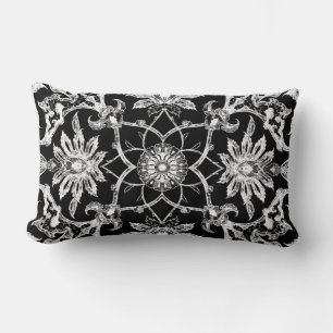 Art Nouveau Chinese Pattern - White on Black Kussen