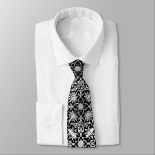 Art Nouveau Chinese Pattern - White on Black Stropdas